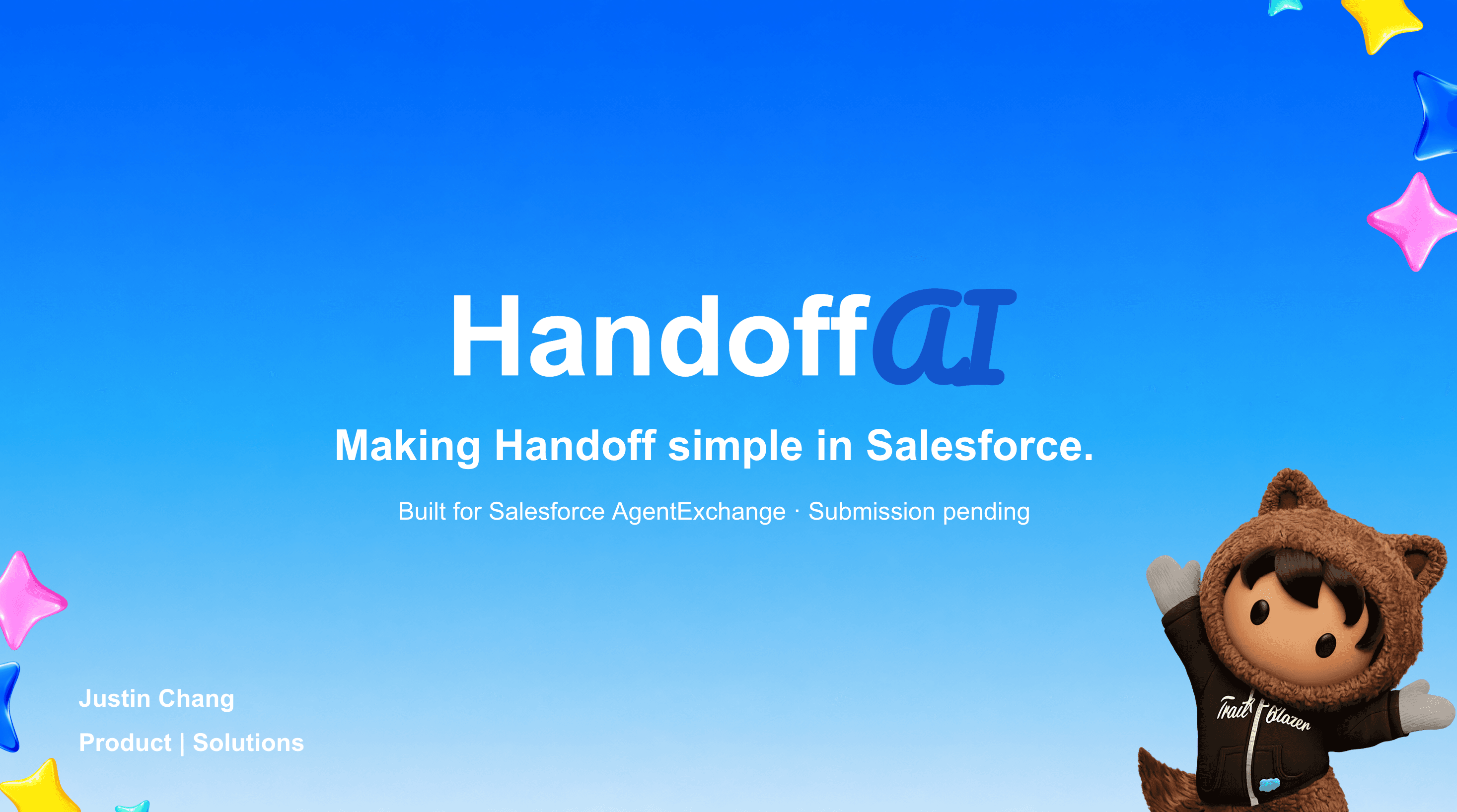 HandoffAI interface and Salesforce Opportunity handoff workspace